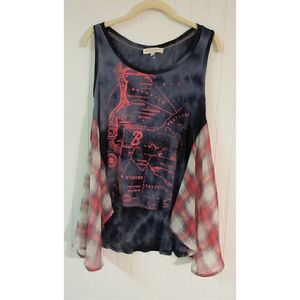 Scrapbook tank top contrasting side insets Small